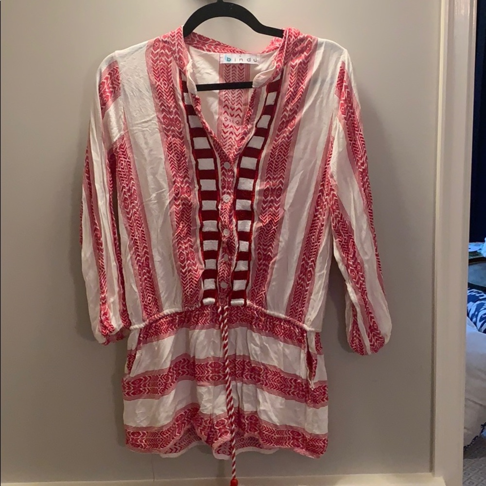Hindu red/white romper.  Size L